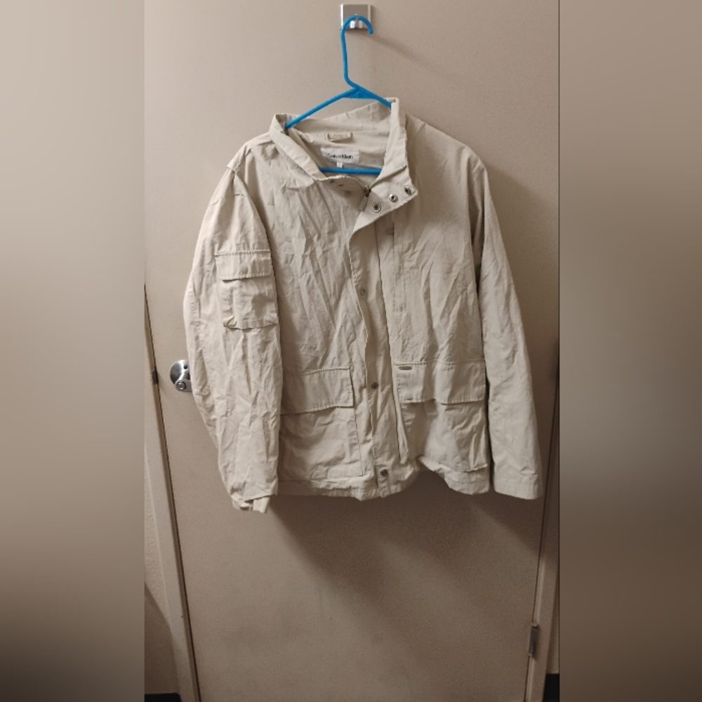 Calvin Klein Retro Full Zip Snap on Hardware Jacket Coat with Pockets Sz L